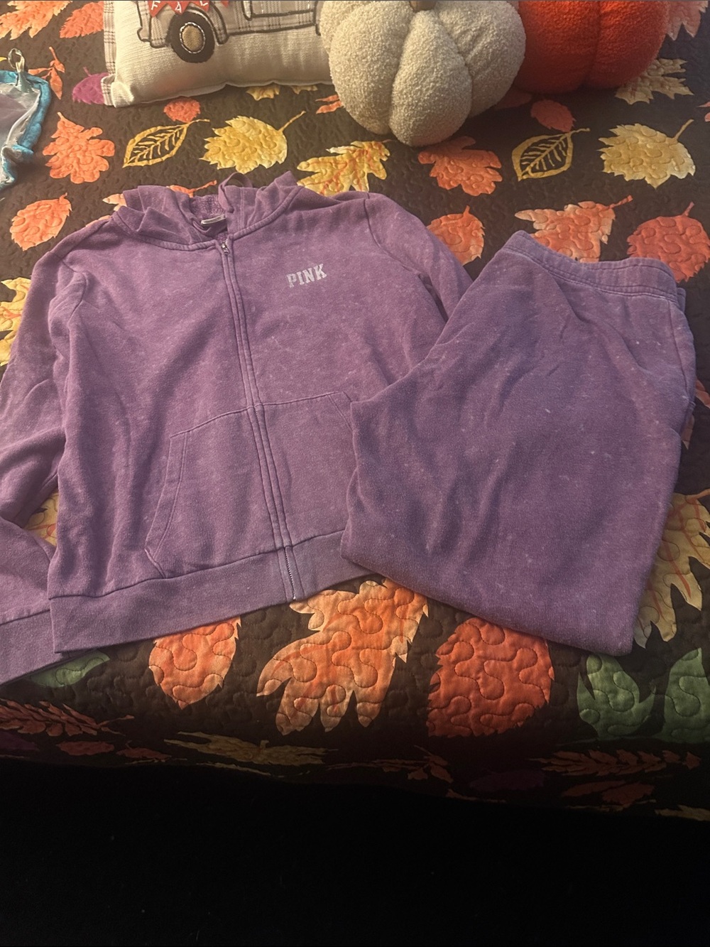 PINK Victoria's Secret Purple Zip Hoodie and Sweatpants Set